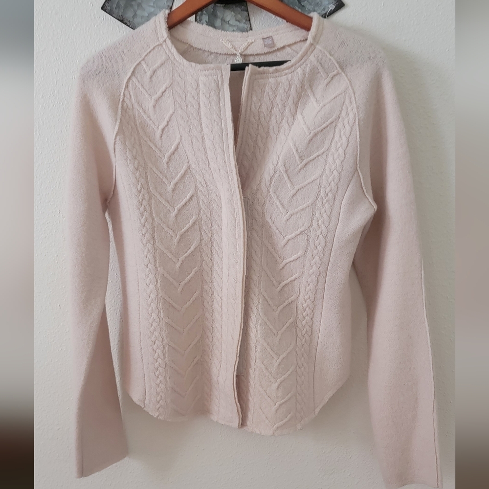 ANTHROPOLOGIE by KNITTED & KNOTTED CABLEKNIT BOILED WOOL BLAZER SIZE SMALL. - Picture 2 of 16